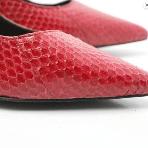 Lust For Life KRUSH Leather Snakeskin Pumps Stilettos Sexy Red Vamp High Heels - Picture 8 of 13